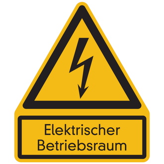 Warnschild, Kombischild, Elektrischer Betriebsraum - 200x237x1.5 mm Kunststoff