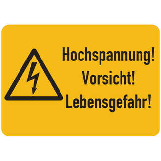 Warnschild, Hochspannung! Vorsicht! Lebensgefahr!, F - 52x37 mm, Folie selbstklebend