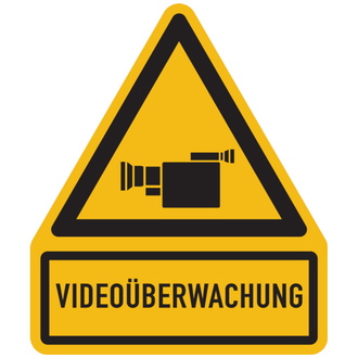 Warnschild, Videoüberwachung - 200x237x0.45 mm Aluminium geprägt