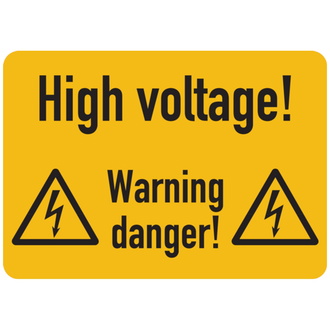 Warnschild, High voltage!, Folie - ISO 7010 - 52x37 mm, Folie selbstklebend