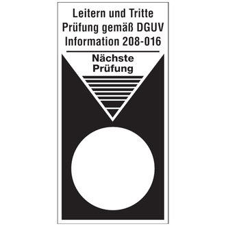 Leiter und Tritte in weiß Prüfung gemäß DGUV Informa - 40x80 mm, Folie selbstklebend