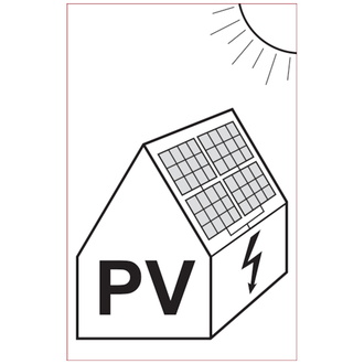 Feuerwehrschild, PV (für Solaranlagen) - DIN VDE 0 - 100x150 mm, Folie selbstklebend