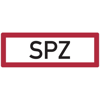 Feuerwehrschild, SPZ (Sprinklerzentrale), 297x105x0.45 mm Aluminium geprägt