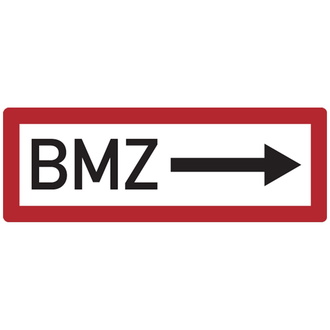 Feuerwehrschild, BMZ (Brandmeldezentrale) m - 297x105x0.45 mm Aluminium geprägt