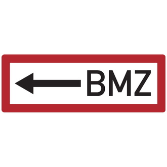 Feuerwehrschild, BMZ (Brandmeldezentrale) m - 297x105x0.45 mm Aluminium geprägt