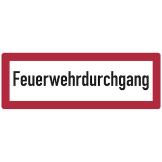 Feuerwehrschild, Feuerwehrdurchgang - DIN 4066 - 594x210x2 mm Aluminium 2 mm