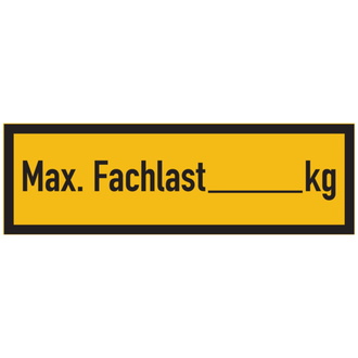 Regalbelastungsschild: Max. Fachlast kg - 150x50 mm, Folie selbstklebend