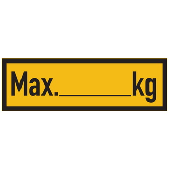 Regalbelastungsschild: Max. ... kg - 150x50 mm, Folie selbstklebend