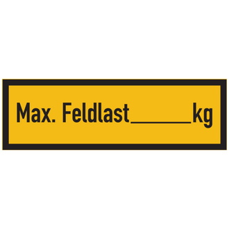 Regalbelastungsschild: Max. Feldlast kg - 150x50 mm, Folie selbstklebend