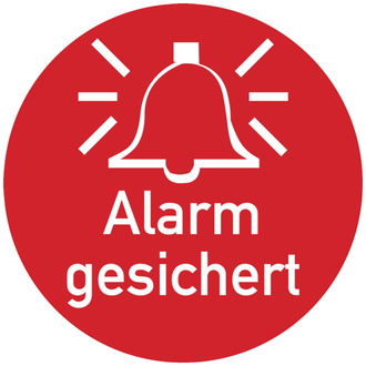 Türschild, Alarm gesichert, Ø 50 mm - 50 mm, Folie selbstklebend