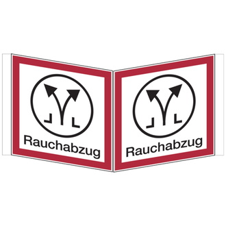 Feuerwehrschild, Winkelschild Rauchabzug - angelehnt - 200x200x1 mm Kunststoff