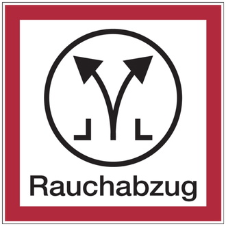 Feuerwehrschild, Rauchabzug - angelehnt an DIN 406 - 200x200 mm, Folie selbstklebend