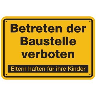 Baustellenschild, Betreten der Baustelle verboten, - 300x200x1.5 mm Kunststoff