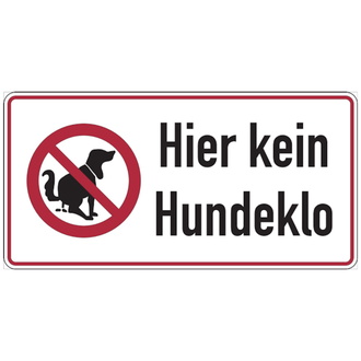 Hinweisschild, Hier kein Hundeklo, Aluminiu - 300x150x0.45 mm Aluminium geprägt