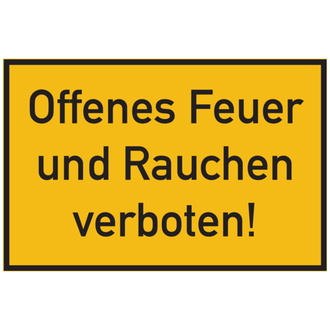 Hinweisschild, Offenes Feuer und Rauchen verboten!, - 300x200x1.5 mm Kunststoff