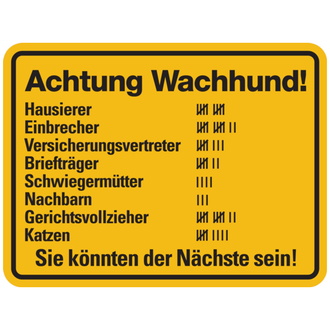 Hinweisschild, Achtung Wachhund!, Aluminium - 200x150x0.45 mm Aluminium geprägt