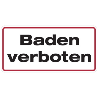 Hinweisschild, Baden verboten, Aluminium, 1 - 350x170x0.45 mm Aluminium geprägt