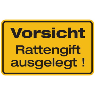 Hinweisschild, Vorsicht Rattengift ausgeleg - 200x120x0.45 mm Aluminium geprägt