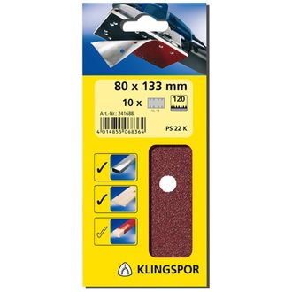 Klingspor PS 22 K Streifen kletthaftend, 115 x 230 mm Korn 240 Lochform G15 SB-verpackt im Reiter