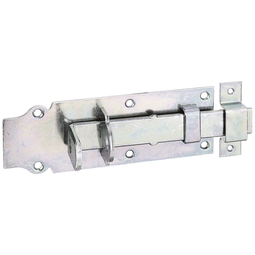 ALBERTS Schlossriegel, mit flachem Griff, gerade, mit Schlaufe, disp., Platte LxB180x64mm