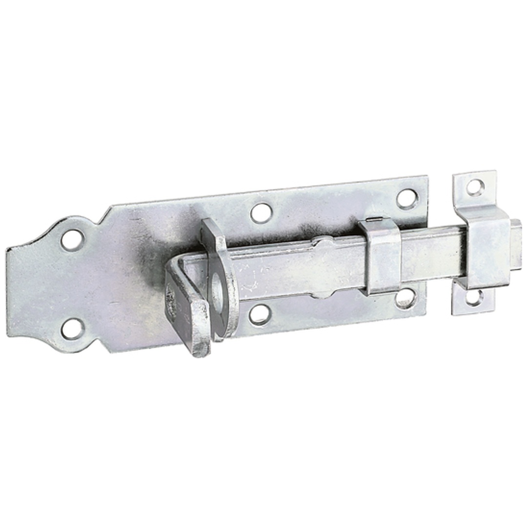 ALBERTS Schlossriegel, mit flachem Griff, gerade, mit Schlaufe, disp., Platte LxB100x44mm