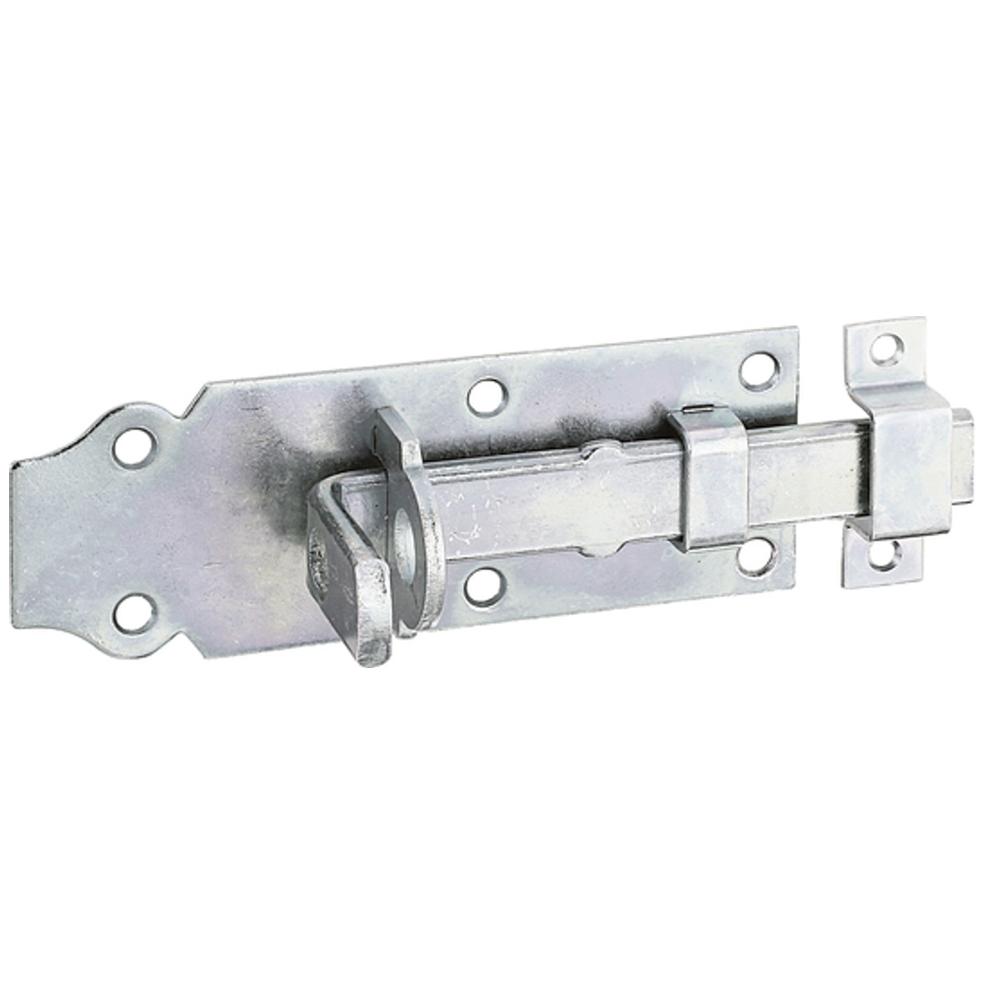 ALBERTS Schlossriegel, mit flachem Griff, gerade, mit Schlaufe, disp., Platte LxB120x44mm