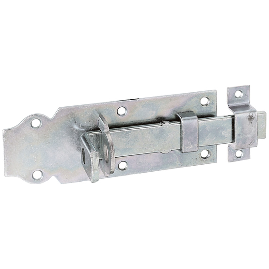 ALBERTS Schlossriegel, mit flachem Griff, gerade, mit Schlaufe, disp., Platte LxB140x52mm