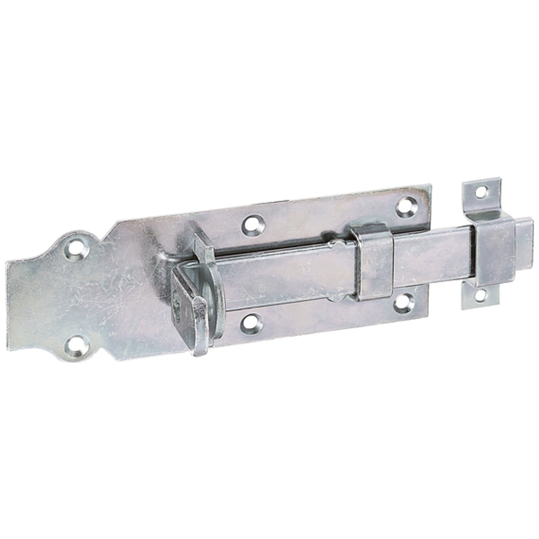 ALBERTS Schlossriegel, mit flachem Griff, gerade, mit Schlaufe, disp., Platte LxB160x56mm