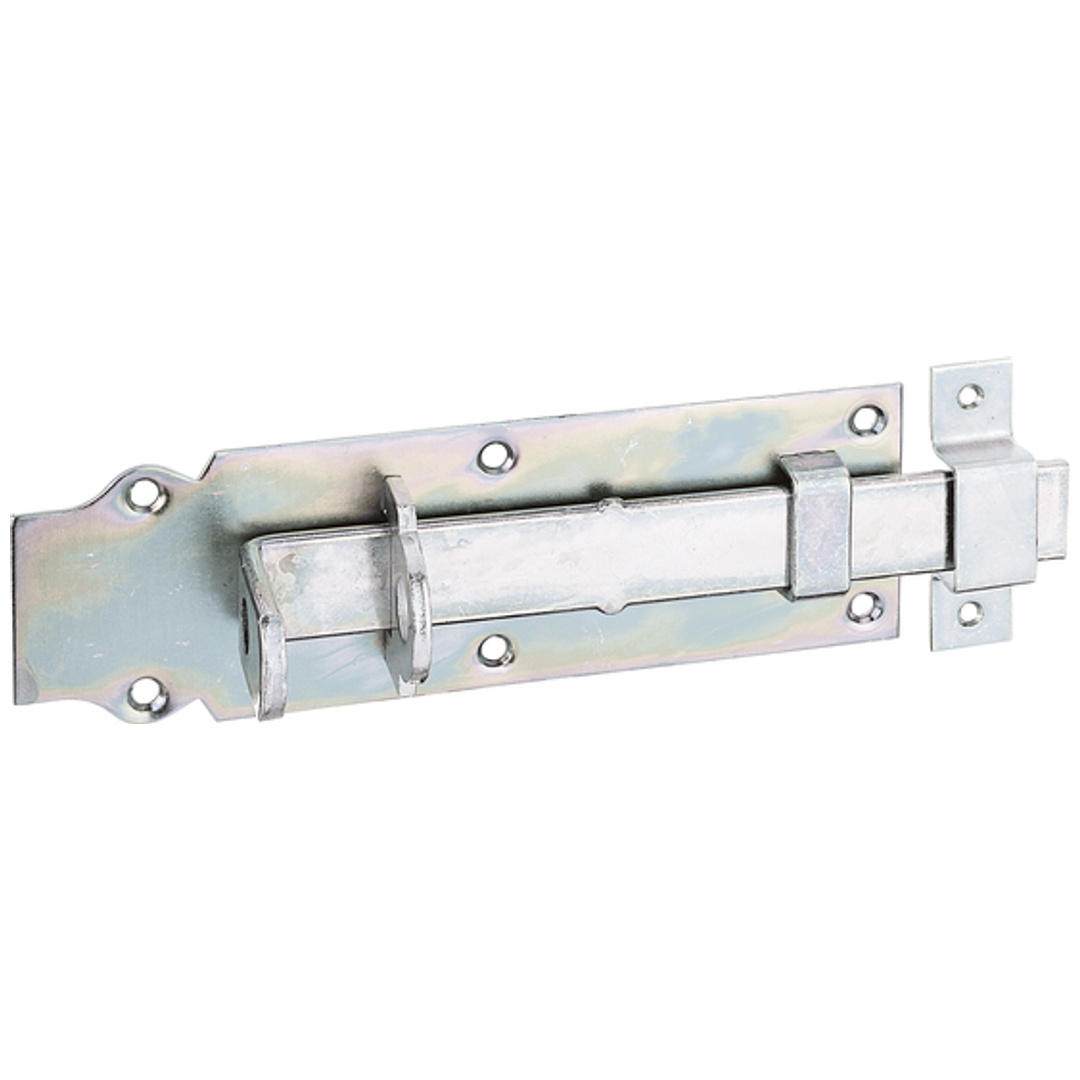 ALBERTS Schlossriegel, mit flachem Griff, gerade, mit Schlaufe, disp., Platte LxB200x64mm