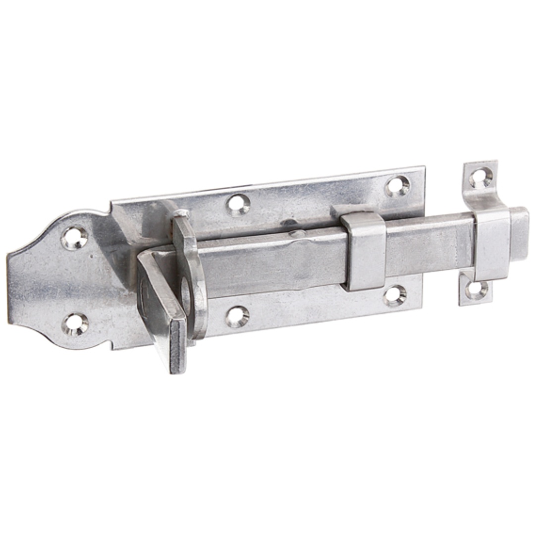 ALBERTS Schlossriegel, mit flachem Griff, gerade, mit Schlaufe, Edelstahl, Platte LxB120x45mm