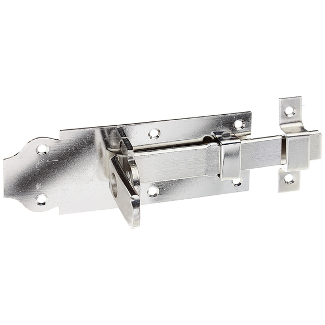 ALBERTS Schlossriegel, mit flachem Griff, gerade, mit Schlaufe, Edelstahl, Platte LxB140x52mm