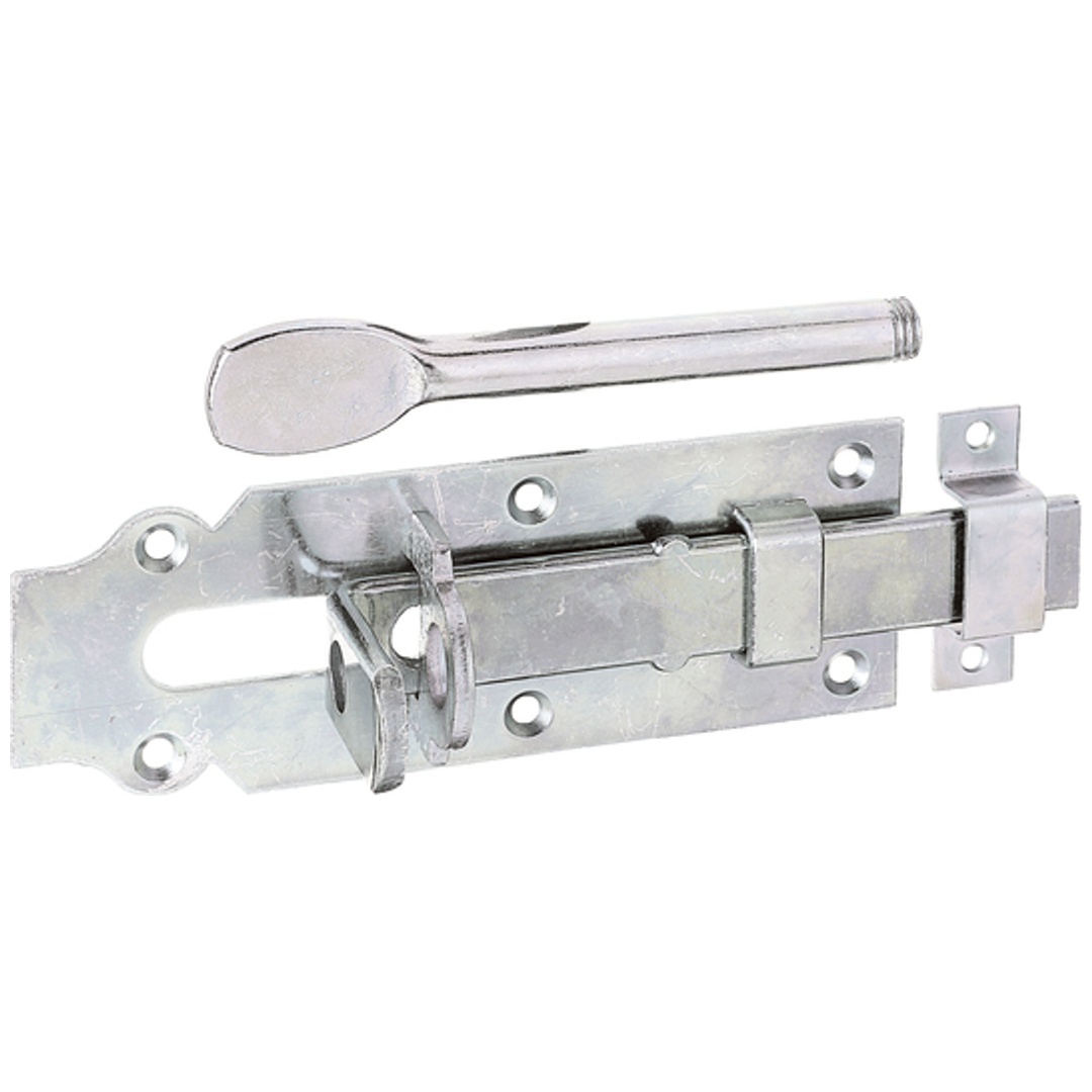 ALBERTS Stalltür-Schlossriegel, m.flachem Griff, m.Schlaufe, disp., Platte LxB 160x56mm