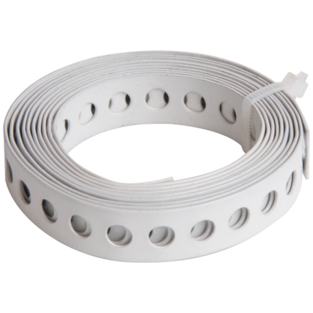 ALBERTS Lochband, verzinkt, weiß kstbesch., Breite 12 mm, Länge 1,5 m