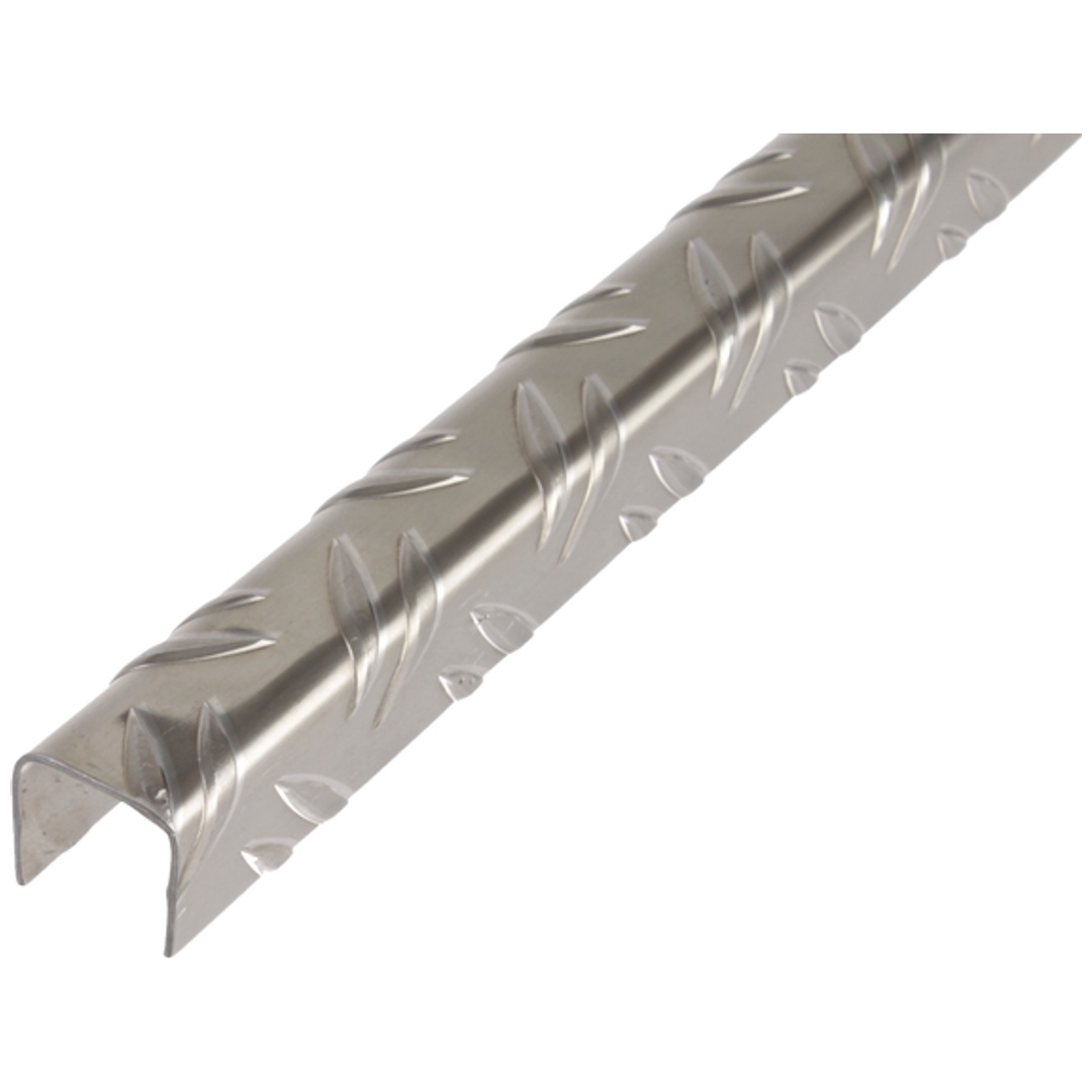 ALBERTS U-Profil, Riffel-Prägung, Alu blank, LxBxH 1000 x 23,5 x 23,5 mm