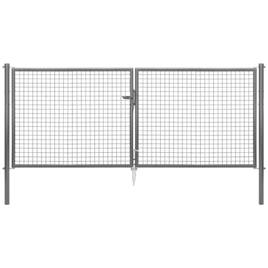 ALBERTS Wellengitter-Doppeltor, zinkp.anth.met.Kst.b., B Mitte-Mitte Pf.2988mmH1250mm