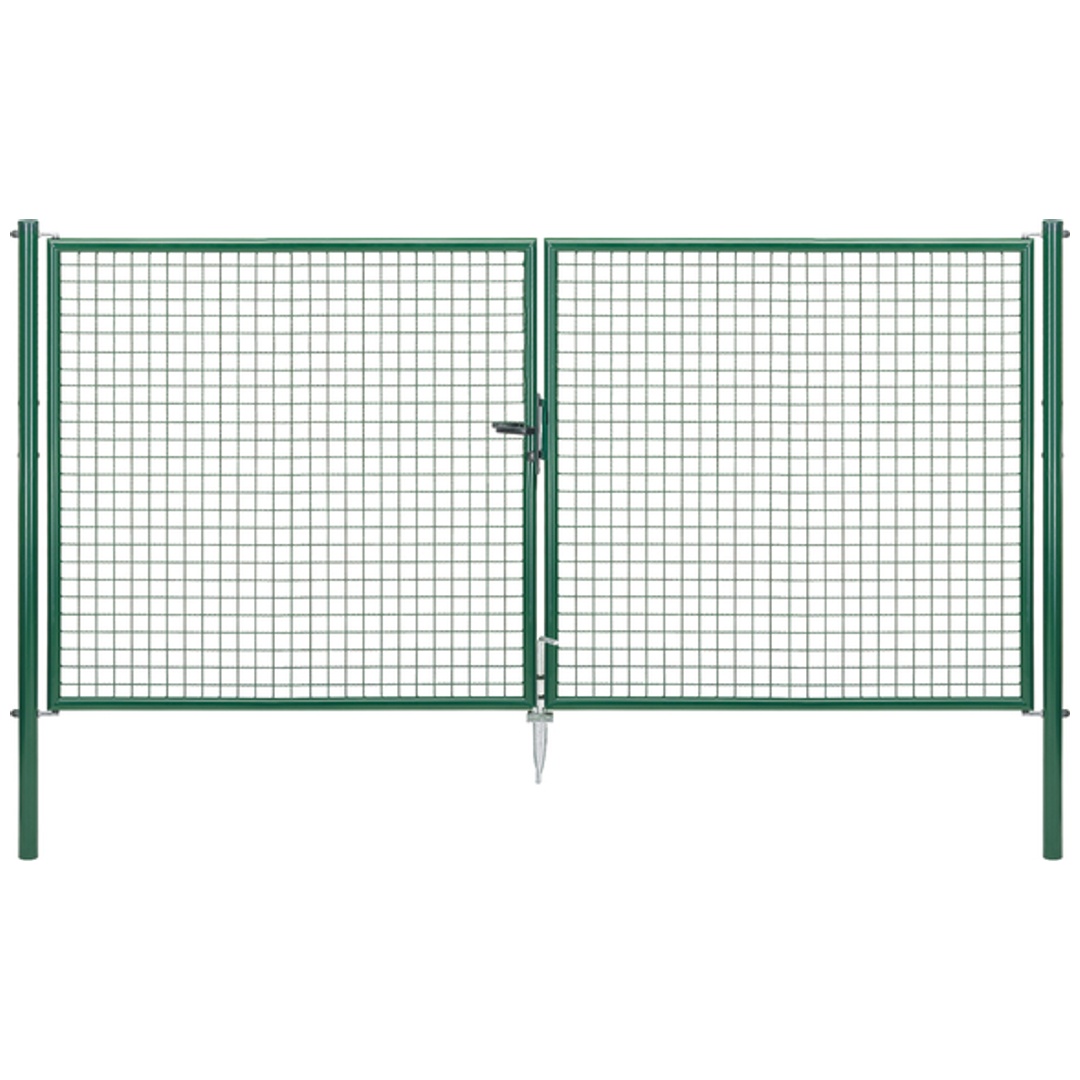 ALBERTS Wellengitter-Doppeltor, zinkp.grün Kst.b., B Mitte-Mitte Pf.2988mm, H1500mm