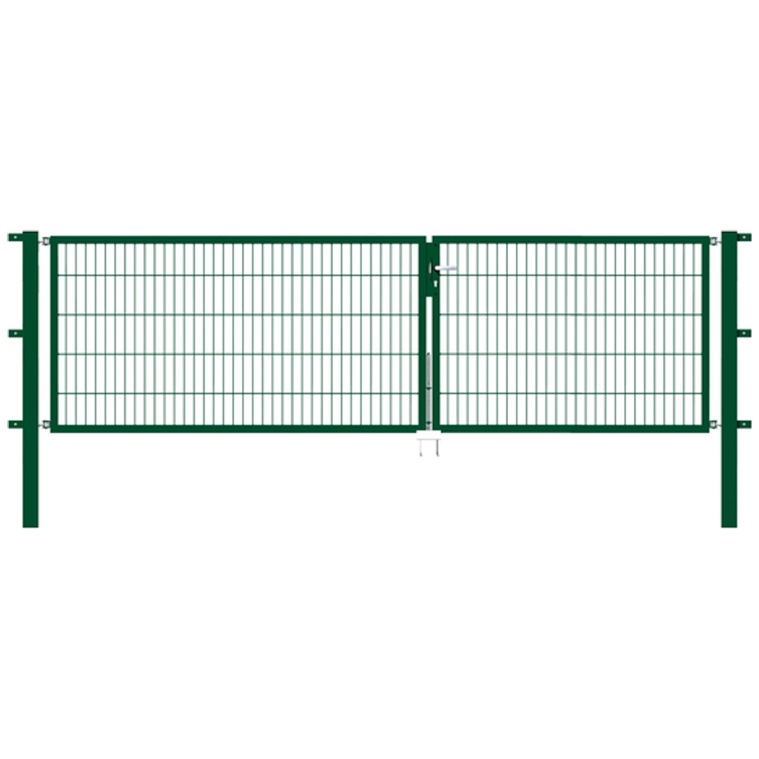 ALBERTS Doppeltor Flexo, fvz.grün Kst.b.RAL 6005, lichte BxH3500x1000, PF80x80/1700mm