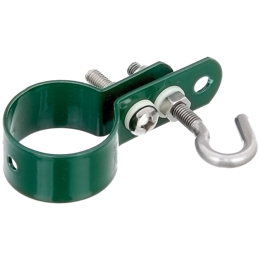 ALBERTS Schelle, Befestigung v. Geflechtspannstäben an Pfosten, verzinkt, grün Kst.b., Ø38mm