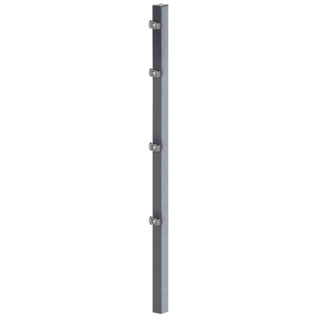ALBERTS Zaunpfosten, inkl.Klemmlasche, Bohrabst:400mm, vz, anth., 60x40/1750mm, Zub.im Pfosten