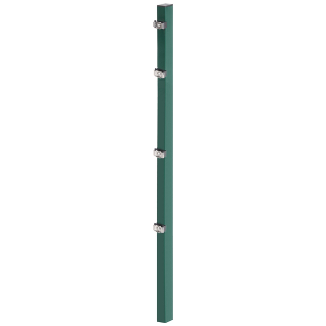 ALBERTS Zaunpfosten, inkl.Klemmlasche, Bohrabst:400mm, vz, grün, 60x40/1200mm, Zub.im Pfosten