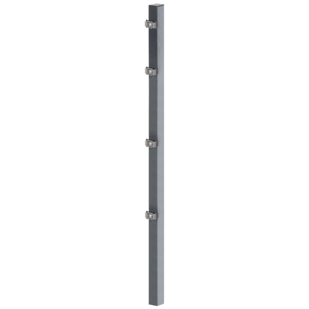 ALBERTS Zaunpfosten, inkl.Klemmlasche, Bohrabst:400mm, vz, anth., 60x40/1200mm, Zub.im Pfosten