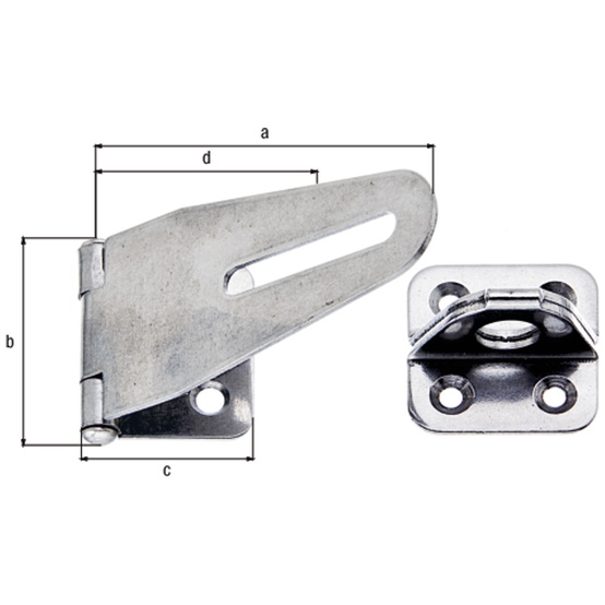 ALBERTS Sicherheits-Überfalle, Edelstahl, LxB Überfalle: 83x37,L Platte: 30 mm - 2