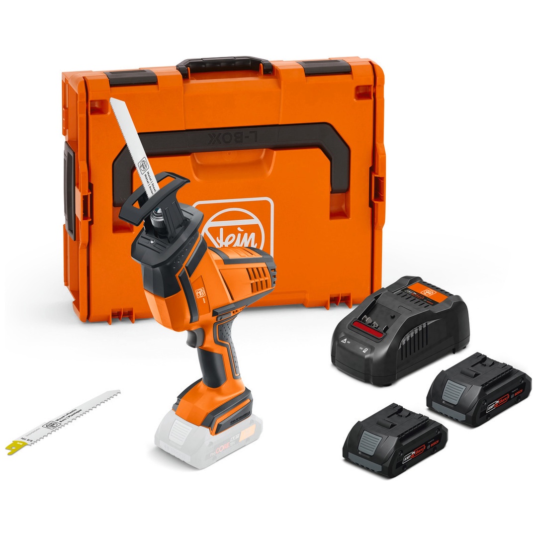 FEIN Kompakte Akku-Säbelsäge ASAS 18-21 K AS Set, incl. 2x Akku ProCORE 4 Ah, Schnellladegerät, 2x Säbelsägeblatt, L-BOXX