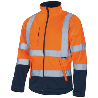 Vizwell Softshelljacke atmungsaktiv, wind- und wasserdicht VW135O Gr. S orange/marine