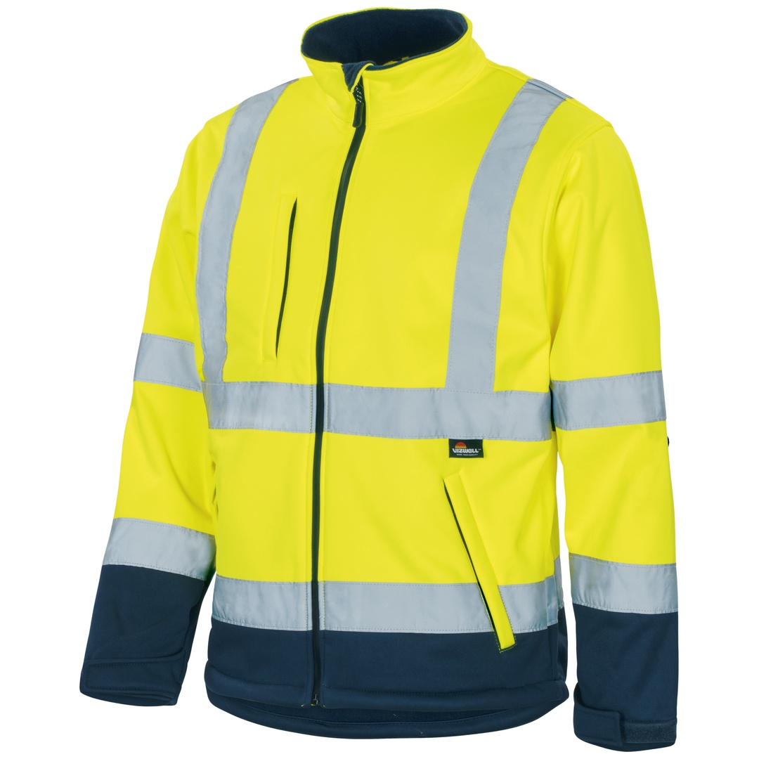 Vizwell Softshelljacke atmungsaktiv, wind- und wasserdicht VW135Y Gr. M gelb/marine