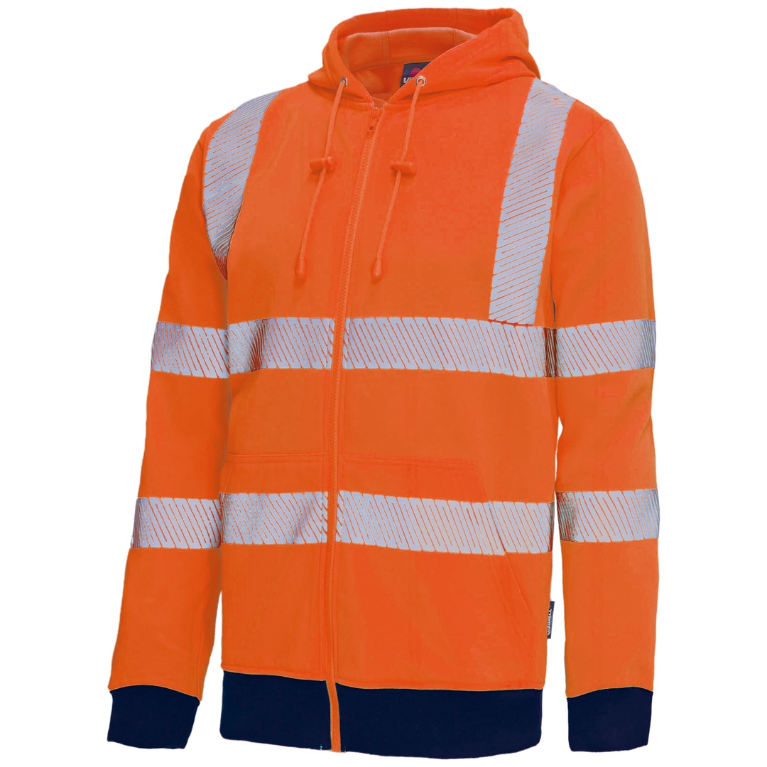 Vizwell Warnschutz-Sweatjacke VW14B Gr. L leuchtorange/marine