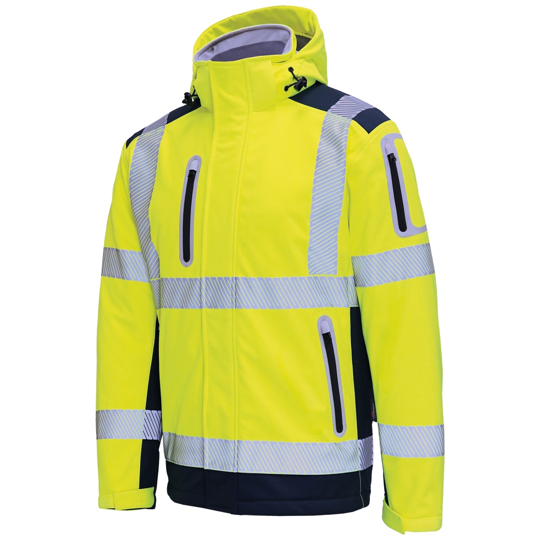 Vizwell Warnschutz-Wintersoftshelljacke 3 in 1 VW177D Gr. XL leuchtgelb/marine