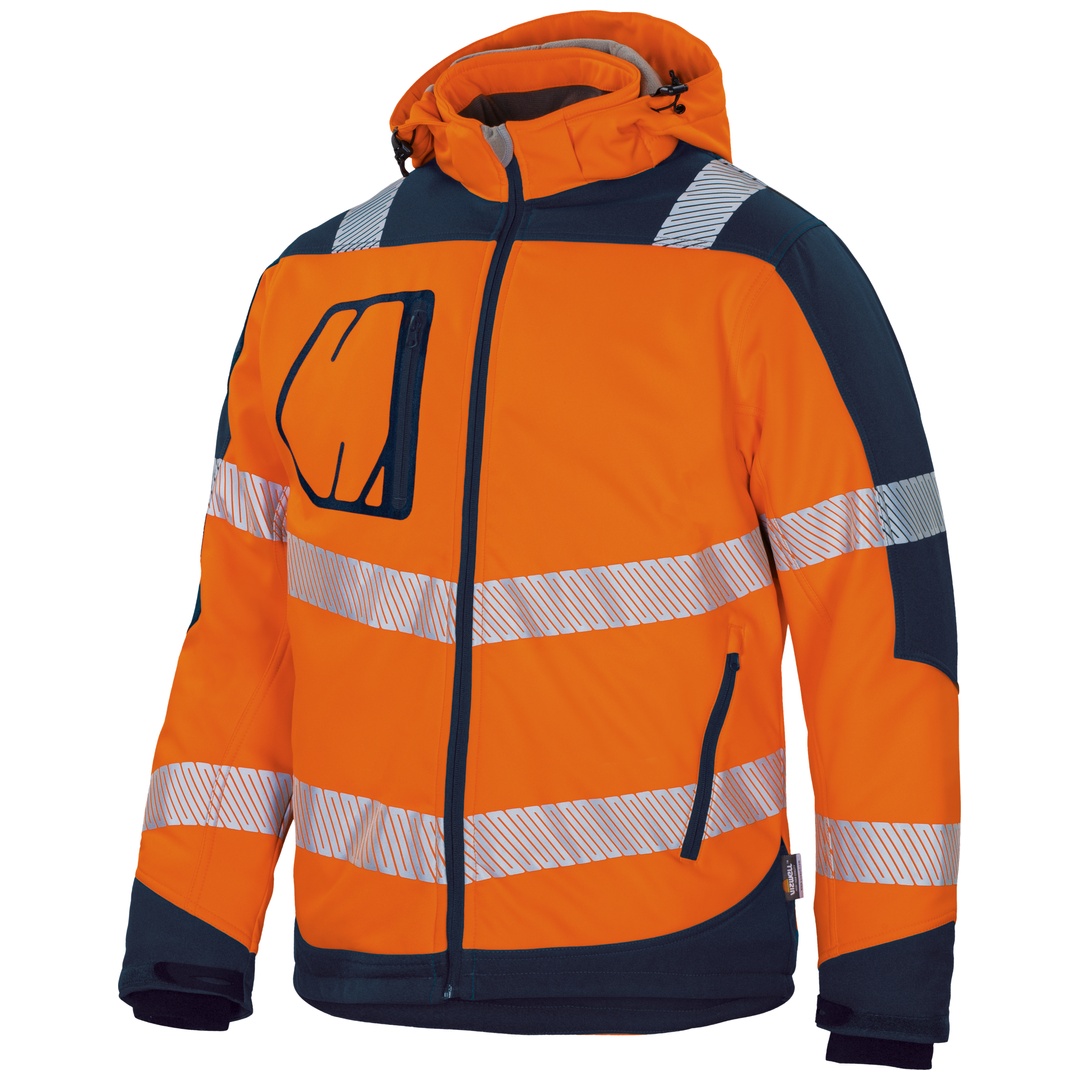 Vizwell VW268B Winter-Kontrast-Softshelljacke Gr. 2XL leuchtorange/marine