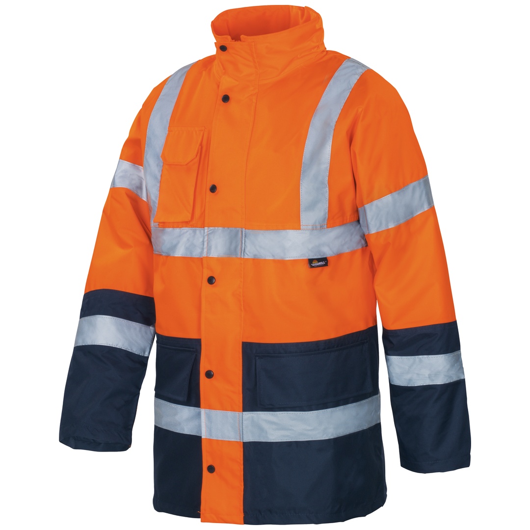 Triuso Vizwell VWJK05 Warnschutz-Kontrast-Parka Gr. 5XL leuchtorange/marine