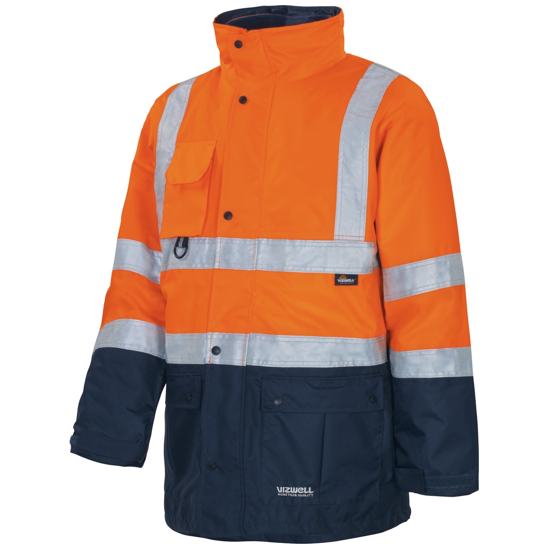 Vizwell Warnschutz Parka 5 in 1, VWJK44 Gr. XL orange/marine